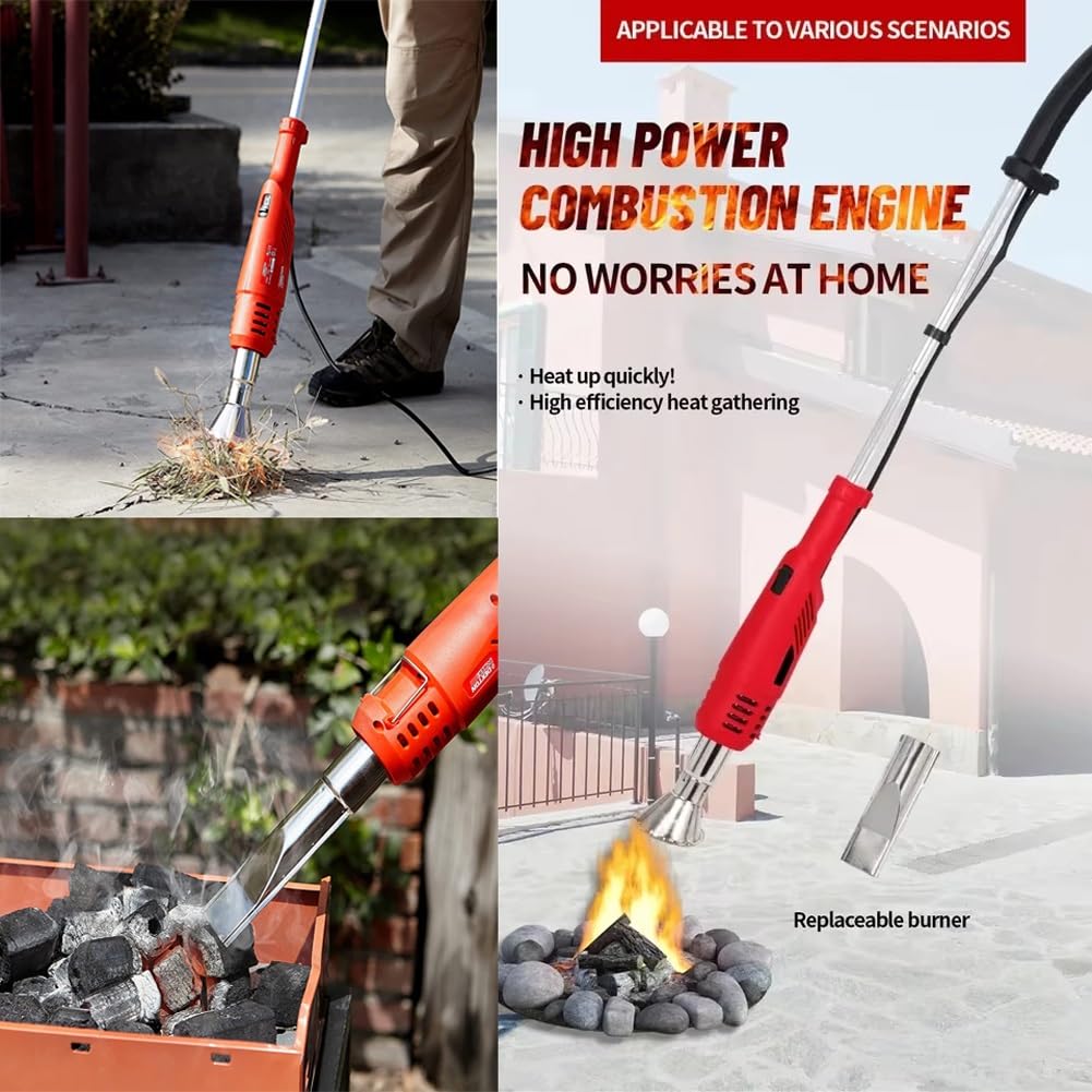 Bruciatore elettrico for erba, bruciatore termico elettrico for erbacce da 2000 W, diserbante a fiamma da 500 l/min e soffiatore d'aria for barbecue con 2 ugelli, diserbante da 60-650 °C for giardino