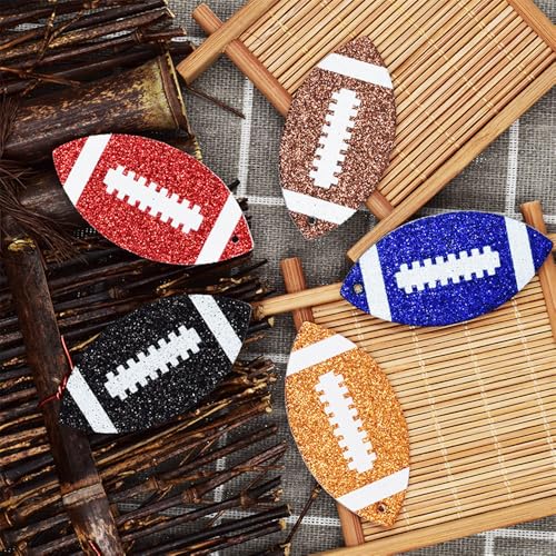 Colorful Layered Football Leather Soccer Pendant Earrings Sparkly Teardrop Earrings for Sports Lover for Women's Jewelry 5