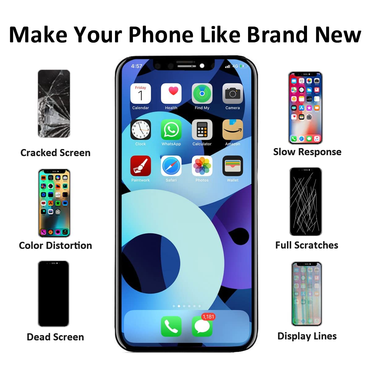 GULEEK Display per iPhone 11 Schermo LCD Sostituzione Vetro Schermo Parti 6,1 Pollici Touch Screen Digitizer di Ricambio con Kit di Strumenti di Riparazione