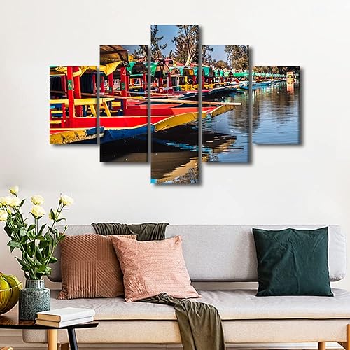 Vista 116 de TUMOVO 5 paneles de arte de pared de volcán en México, impresión sobre lienzo, paisajes naturales, cuadros para dormitorio, decoración del hogar