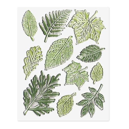 Multiple Green Leaves Clear Stamp for Card Making Maple Leaf Rubber Stamp Spring Fall Transparent Silicone Stamps Various Leaves Stamps for Scrapbooking Photo Album Paper Decorations