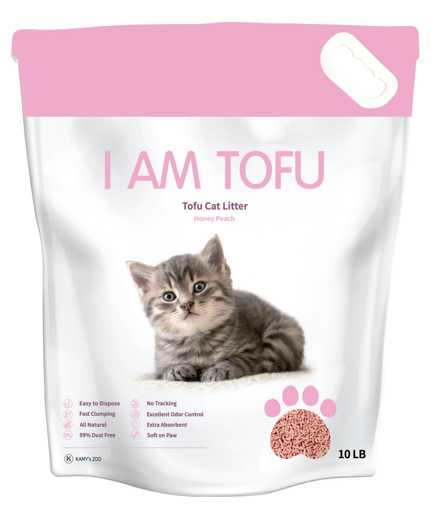 I Am Tofu - Arena de Tofu para Gatos, Natural, desechable, sin Polvo, Extra aglutinante (10 Libras, melocotón Miel)