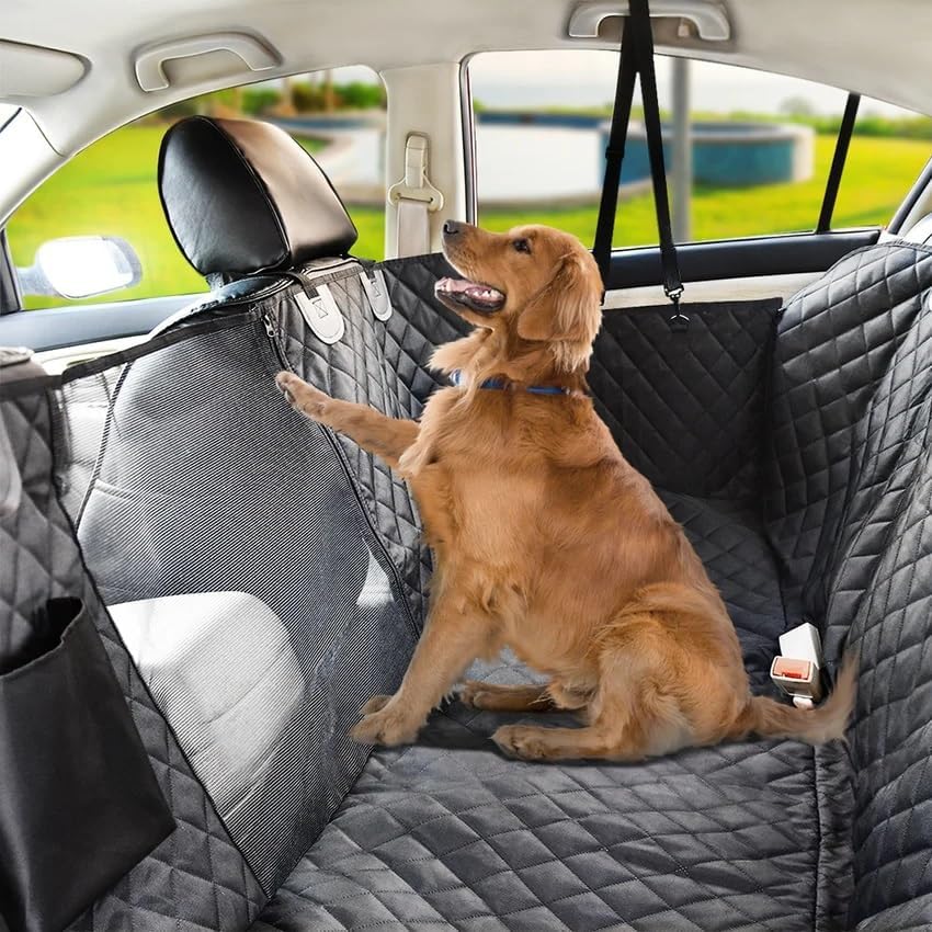 Water Proof Technology Tafta Black Fabric Car Seat Cover for Dog/Cat for Hatchback Cars (Black)