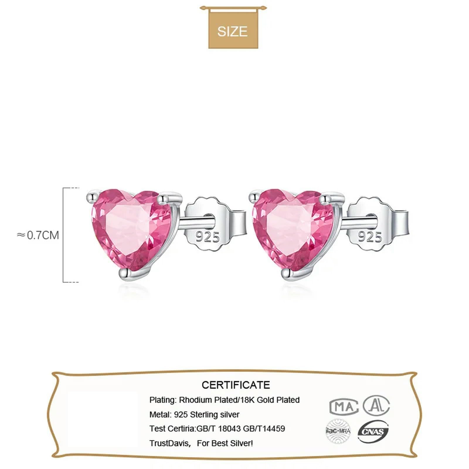 WZGWDC 925 Sterling Silber Mode Damen Schmuck Herz mit CZ Ohrstecker Geschenk für Mädchen Dame