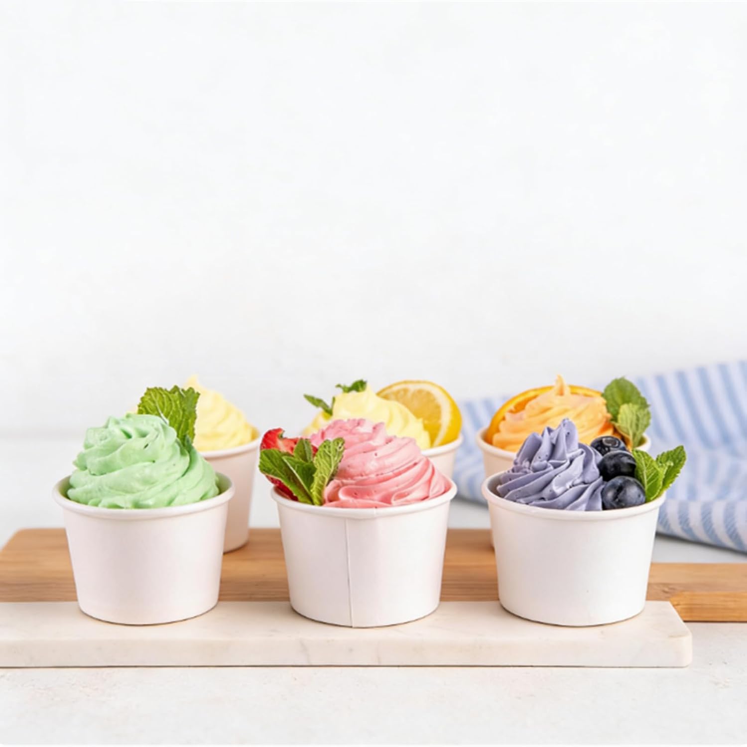 75 Pack Paper Food Containers with Lids, 8 Oz Cardboard Ice Cream Portion Cups, Reusable To Go Hot Dessert Bowls for Christmas Thanksgiving Gathering, White image 5