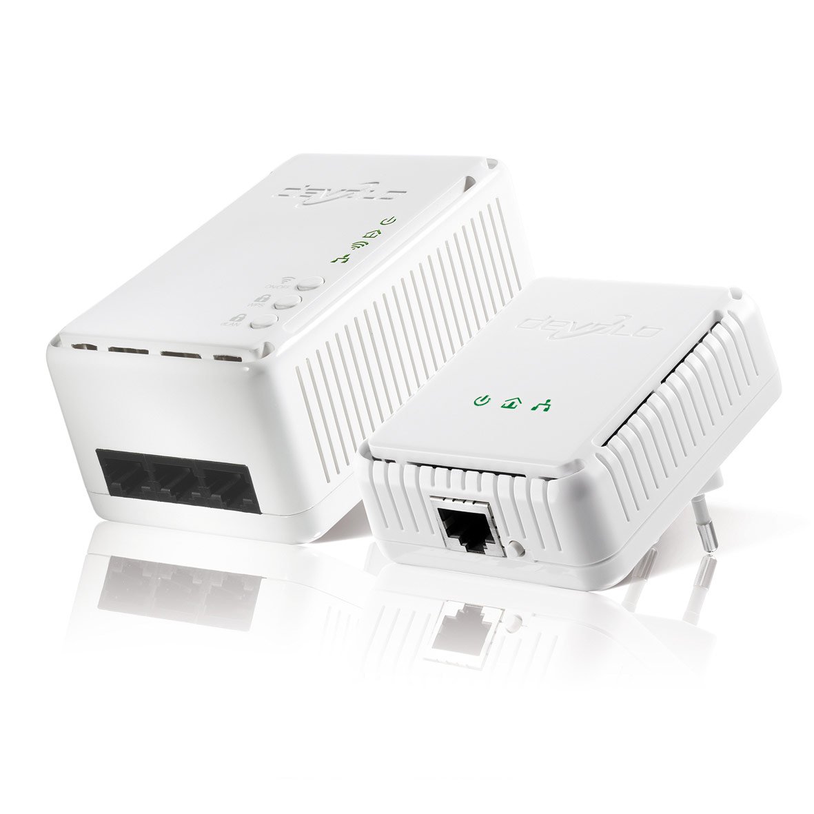 devolo 1003 - Pack de 2 adaptateurs CPL (dLAN 200 AV Wireless N Starter Kit+) : 3 ports Fast Ethernet / prise gigogne intégrée / Wifi