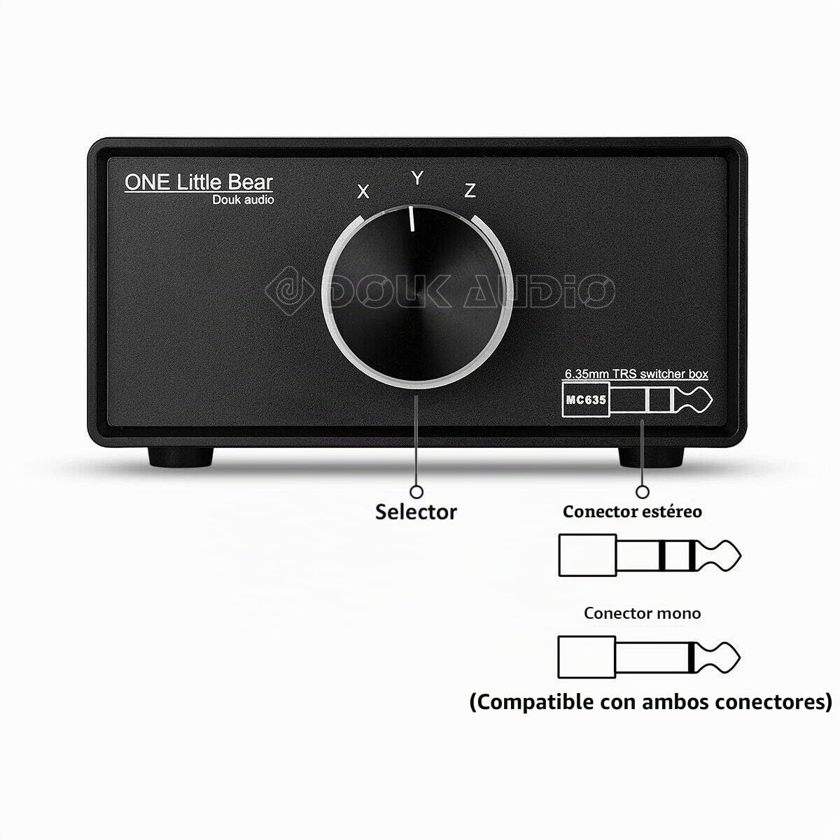 Douk Audio Mini 3-Way - Conmutador de audio (mono/estéreo, 6,35 mm, TRS, para auriculares)