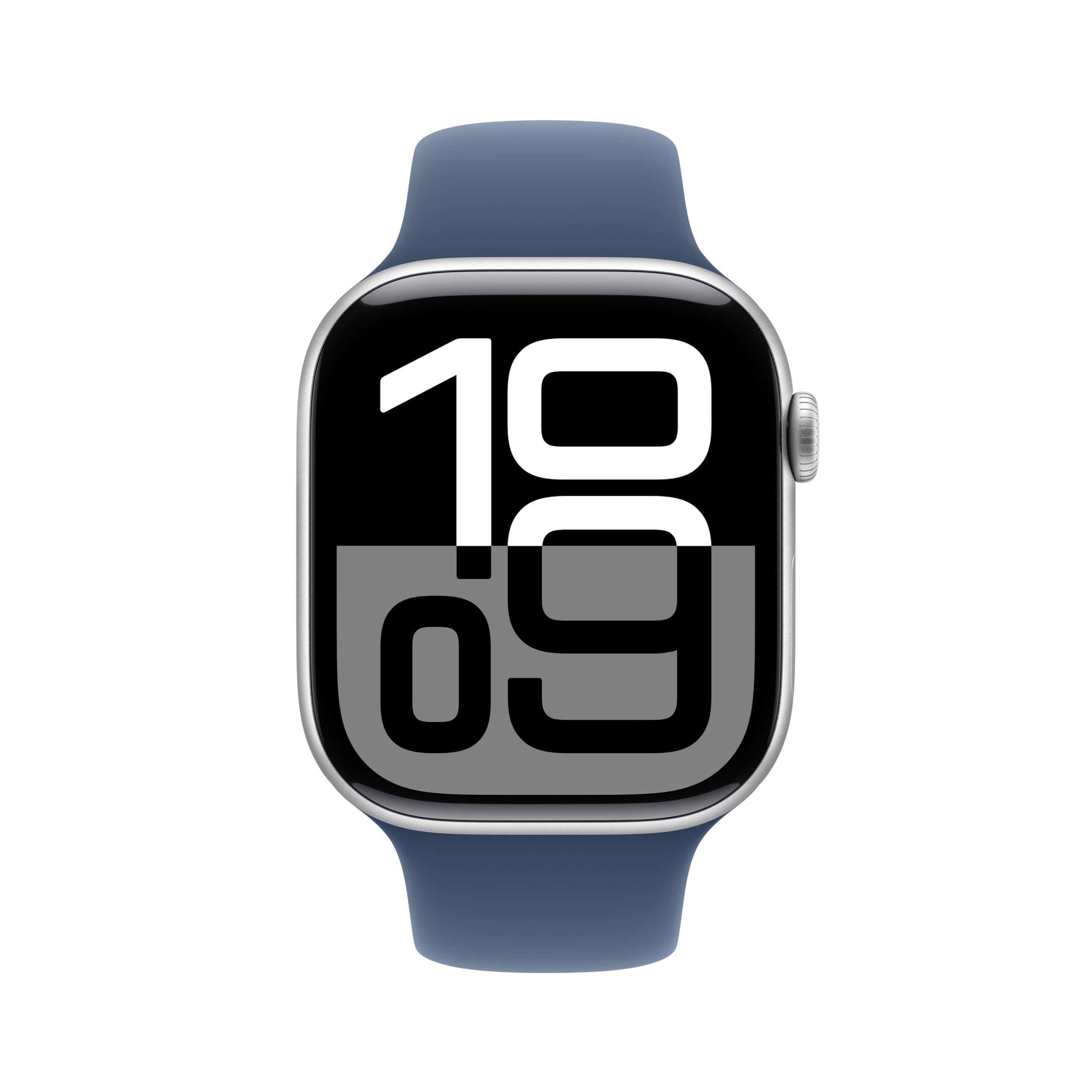 Apple Watch Series 10 GPS 46 mm Smartwatch con cassa in alluminio e cinturino Sport Loop Denim - S/M. Fitness tracker, app ECG, display Retina always-on, Carbon Neutral