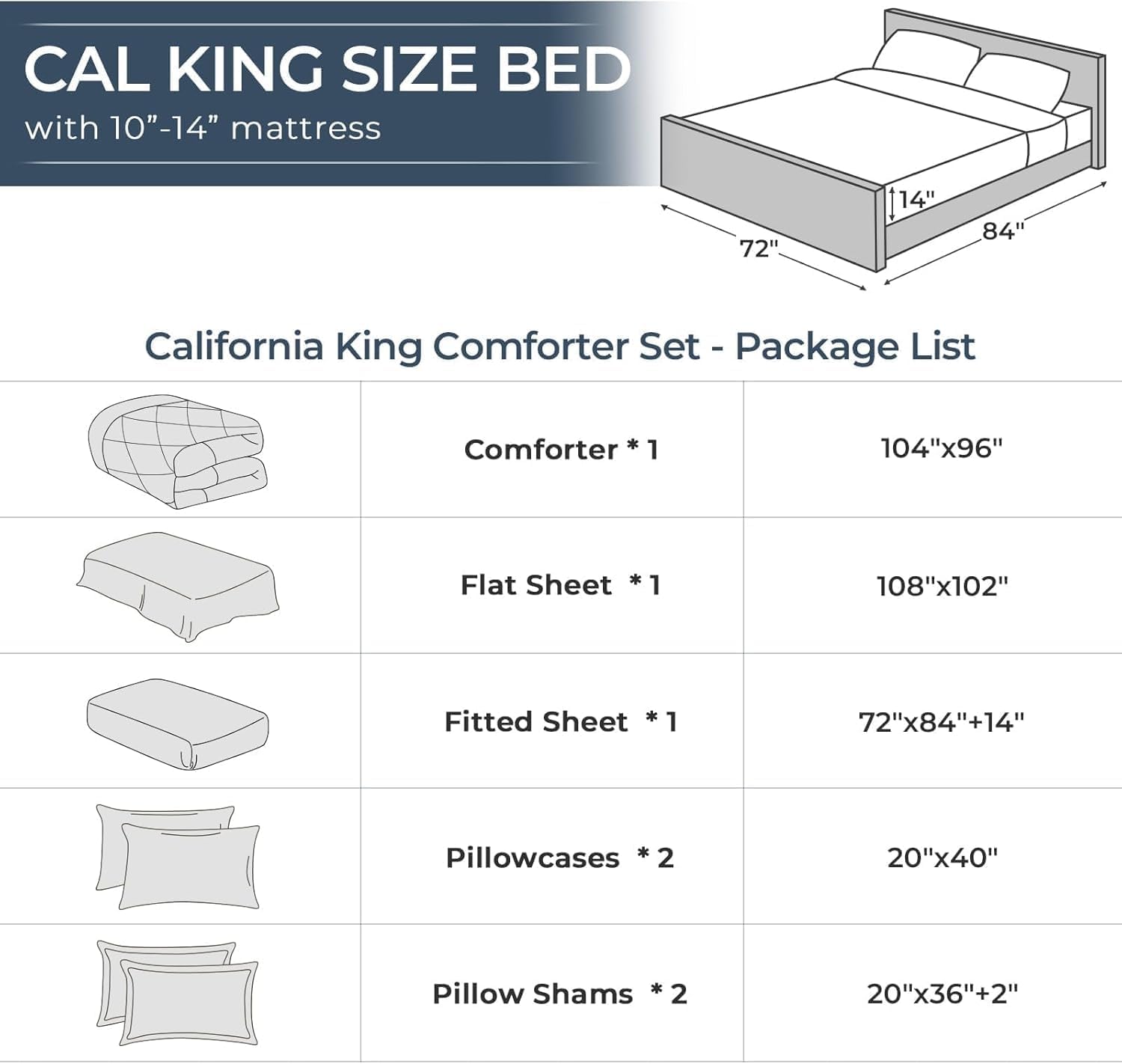 HEVUMYI California King Comforter Set - 7-Piece All Season Bed in a Bag Cali-King, Ultra Soft Bedding Set with Comforter, Flat Sheet, Fitted Sheet, Pillowcases, Pillow Shams, Dark Grey - Image 8