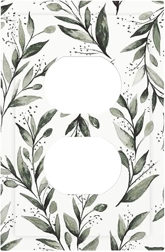 Miniatura 90 de Placa de pared dúplex de receptáculo de dispositivo de 1 gang de madera envejecida blanca gris con veta de tablón, cubierta de enchufe eléctrico de