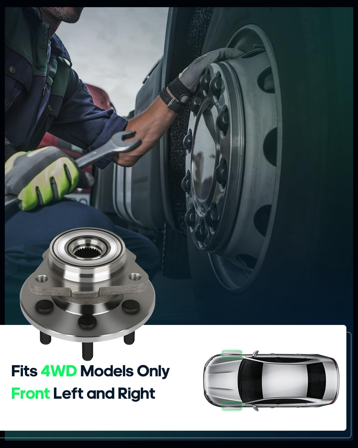 SCITOO Wheel Hub Wheel Bearing Assembly Front 515007 x1 fit for Dodge Dakota 1997-2004 for Dodge for Durango 1998-2003 6 Lugs Wheel Hub Bearing Assemblies Without ABS