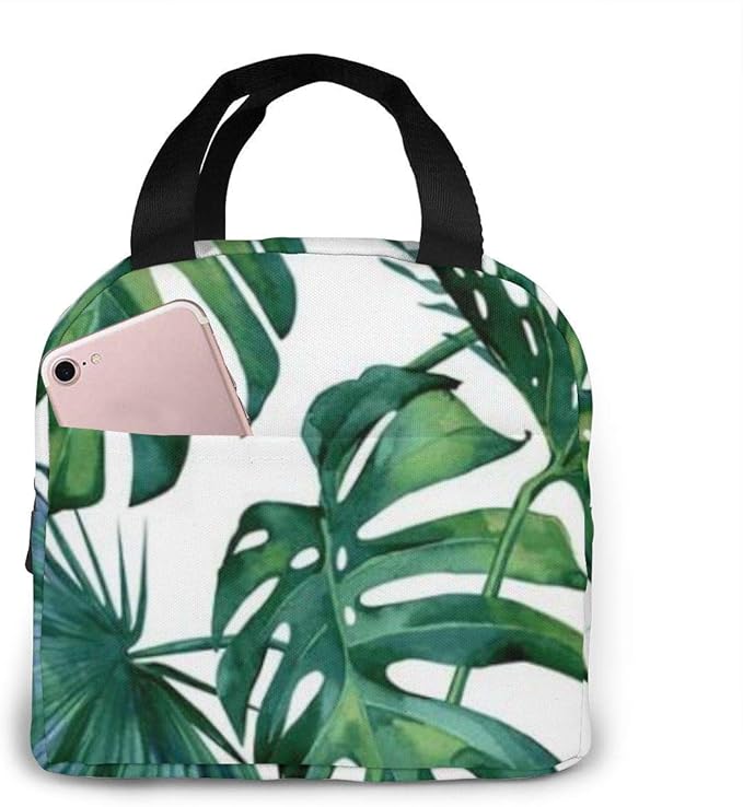 Classic Palm Leaves Tropical Jungle Green Prints Insulated Lunch Bag