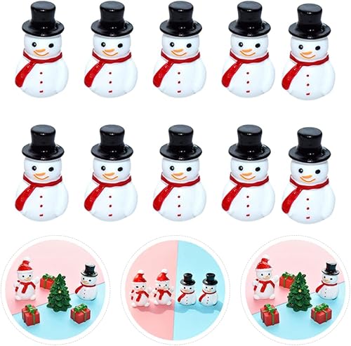 Miniatura 5 de Gadpiparty 10 figuras de muñeco de nieve de Navidad en miniatura, figuras de Navidad, mini muñecos de nieve de resina, micro adornos de paisaje para