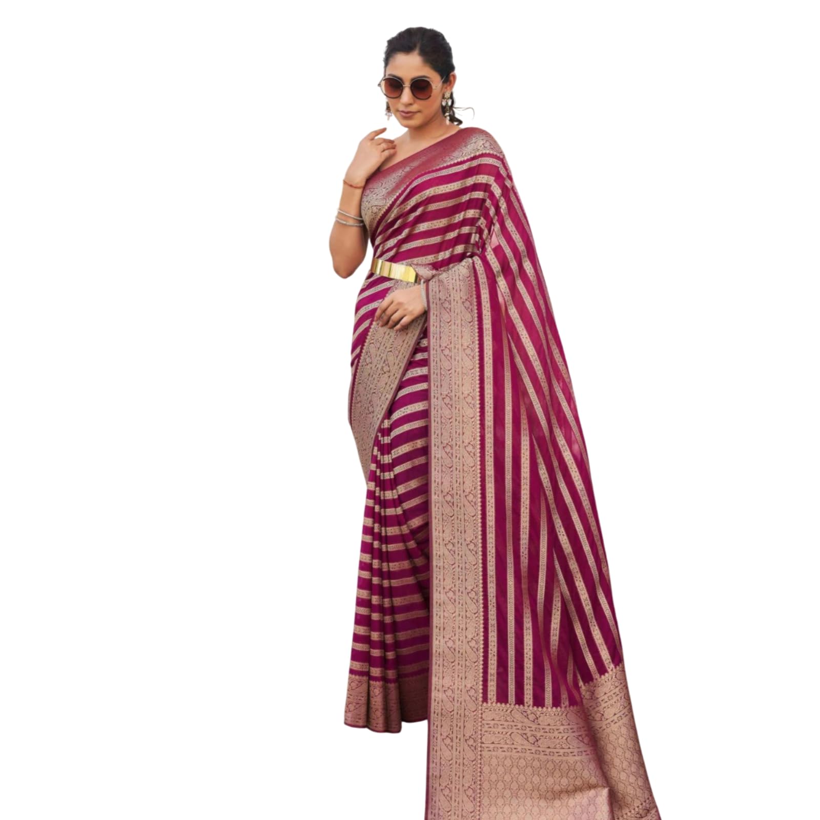 Woman's Litchi Soft Silk saree-image-49