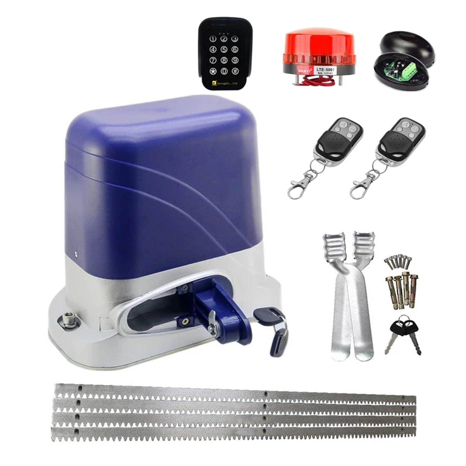 Automatic Gate Opener, Automatic Electric Gate Opener for 1300KG Sliding Door Garage Operator with 4m Steel Racks Remote Gear Motor Actuator(Kit 11)