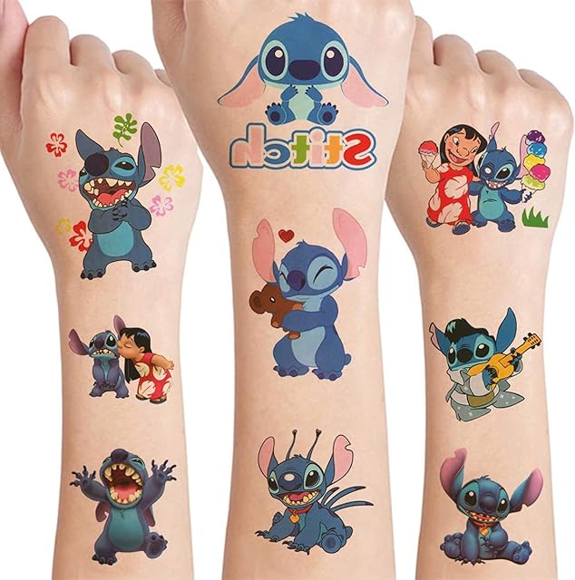 Lilo and Stitch Temporary Tattoos 8 sheetsTemporary Tattoos for Kids Party Bags Fillers Waterproof Temporary Tattoo Cartoon Stickers