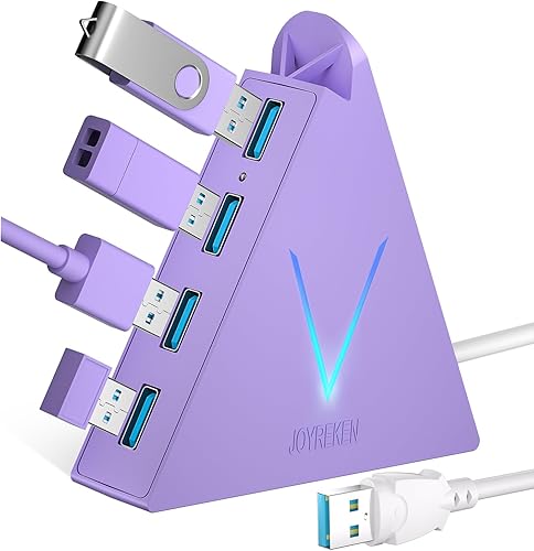 Miniatura 10 de Hub USB 3.0, torre de concentrador USB de 4 puertos, divisor USB de cable de 2 pies para laptop, PC, Xbox One, PS4, PS5, iMac, Surface Pro, XPS