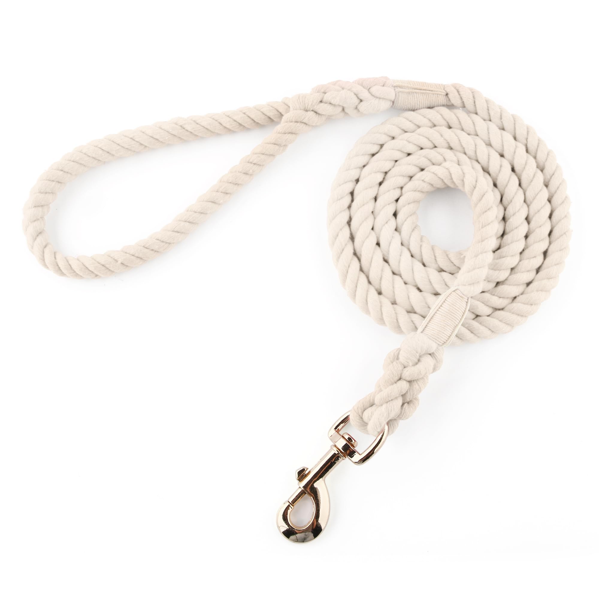 Snootiful Hound Cotton Rope Dog Lead - 150cm - Bright Colours - 100% Cotton (White)