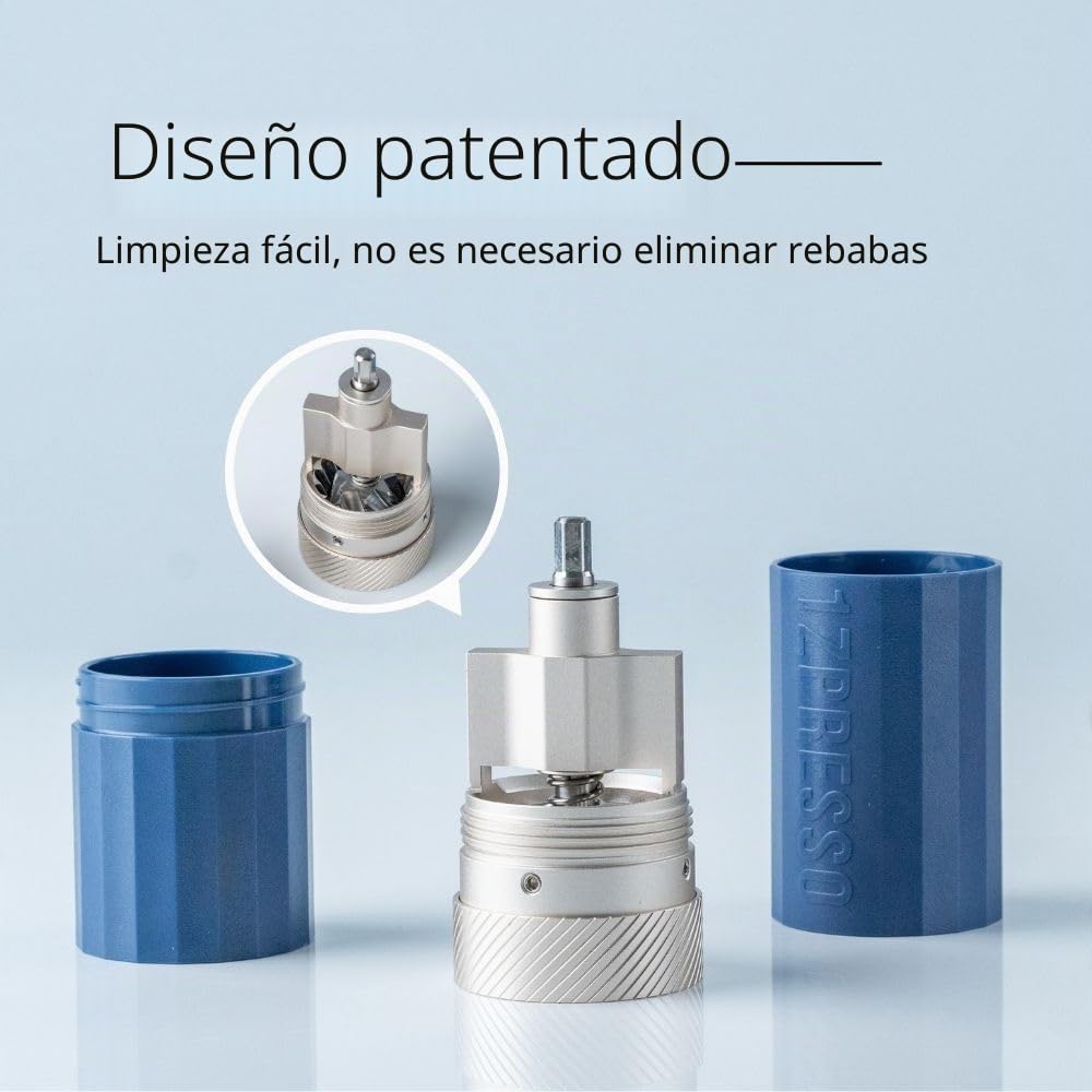 1Zpresso Q Air Molinillo de café manual de montaje heptagonal de acero inoxidable, carcasa de plástico, ligero, tamaño de viaje, cabe en el émbolo de, ajuste numérico ajustable, negro