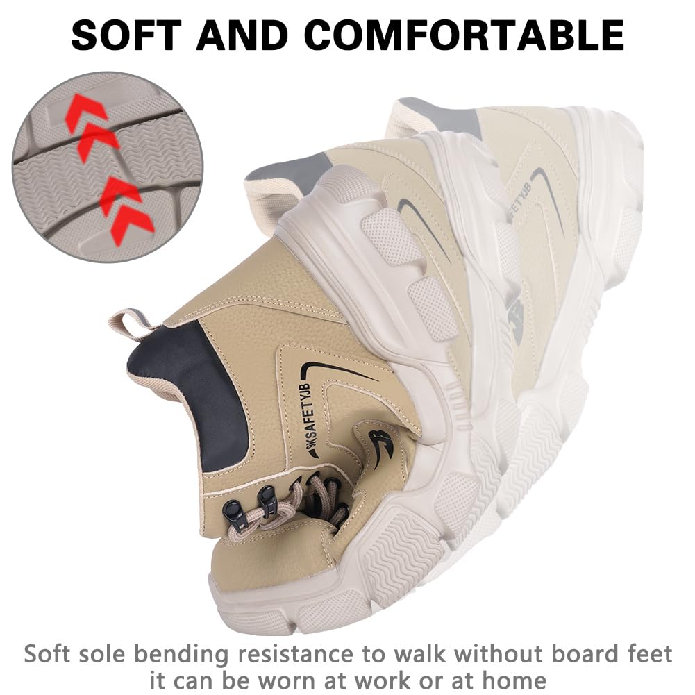 OFFCUP Chaussures de Sécurité Homme, Chaussures de Travail Embout Acier Montante, Bottes de Sécurité Antidérapant Respirant, Basket de Securite Légère Imperméables, Baskets Chantier Confortable