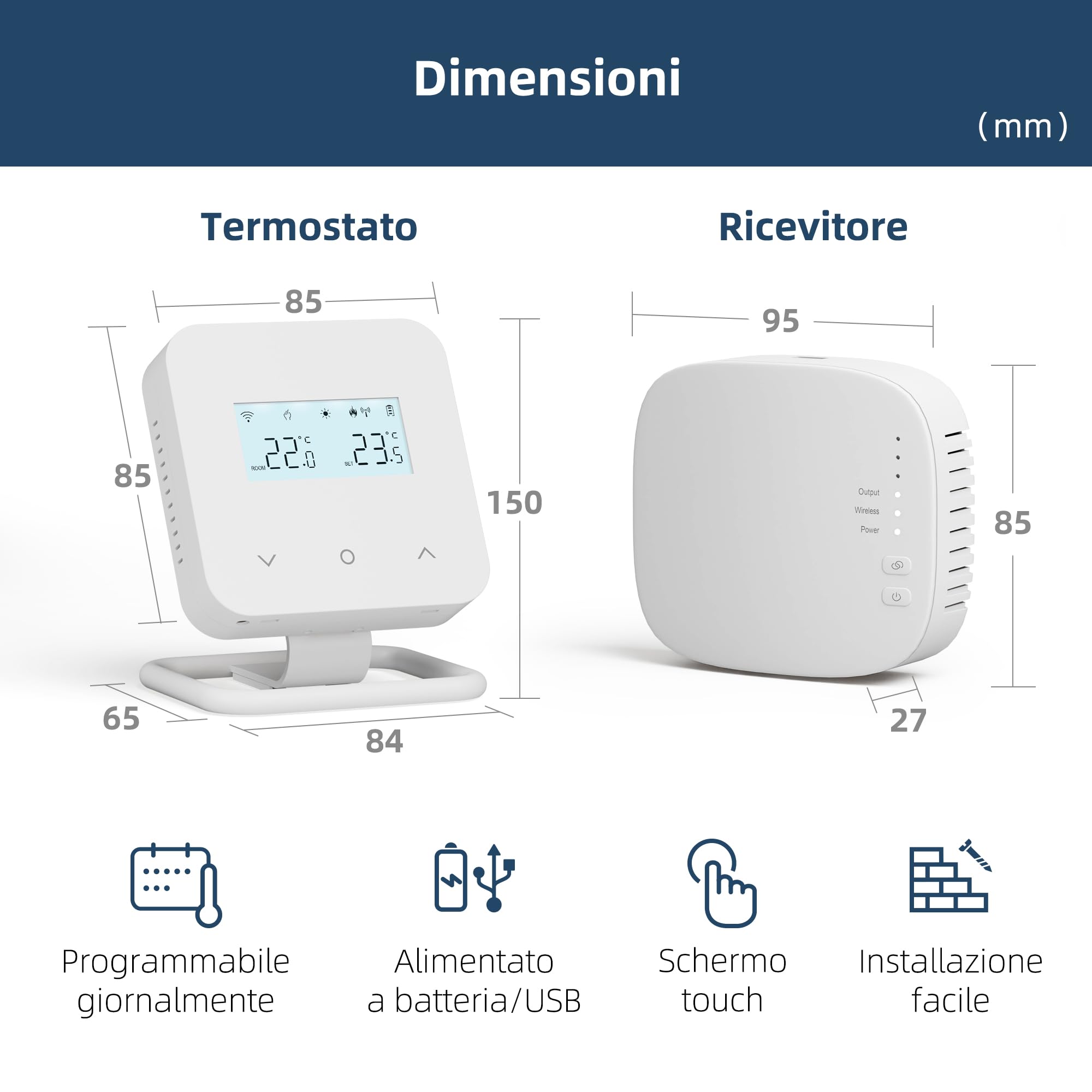 Termostato WiFi intelligente, adatto per caldaie a gas, Cronotermostato Programmabile giornaliera,a batteria digitale intelligente, compatibile con Alexa e Google Assistant - controllo Tuya