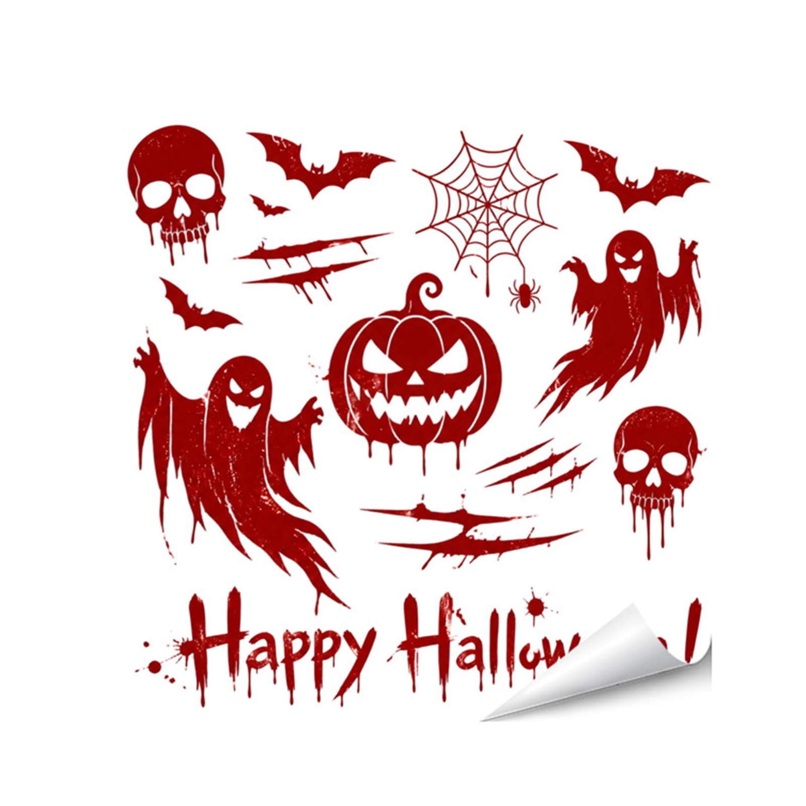 Halloween Horror Wall Stickers, Realistic Blood Splatter Handprints Footprints Decals for Scary Haunted House Party Decor, Waterproof PVC Decorations, Indoor Outdoor D