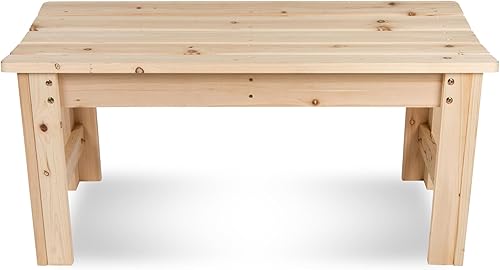 Miniatura 3 de Shine Company Banco de jardín de madera para exteriores sin espalda, 3 pies, natural