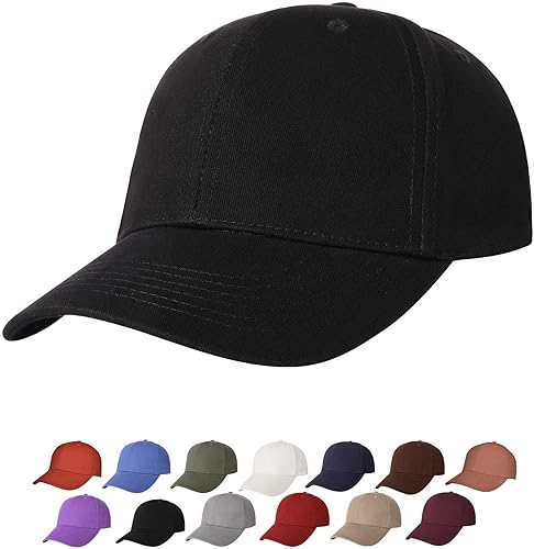 TSSGBL Gorros de béisbol clásicos 100 % algodón estructurados ajustables para hombres y mujeres, gorras básicas lisas de entrenamiento en blanco