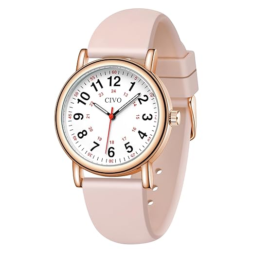 CIVO Nurse Watch for Women Men: Waterproof Nursing Easy Read Dial Wristwatch - Analog Watches Students Ladies 24 Hour with Second Hand for Gift