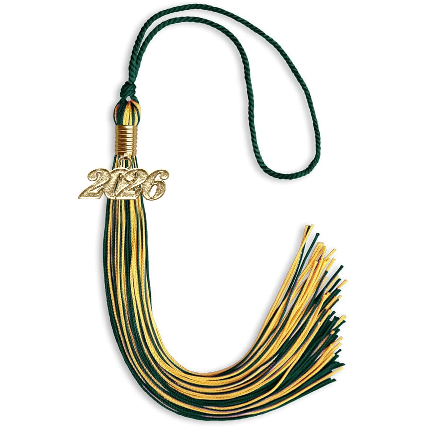 Endea Graduation Mixed Double Color Tassel with Gold Date Drop (Hunter Green/Gold, 2026)