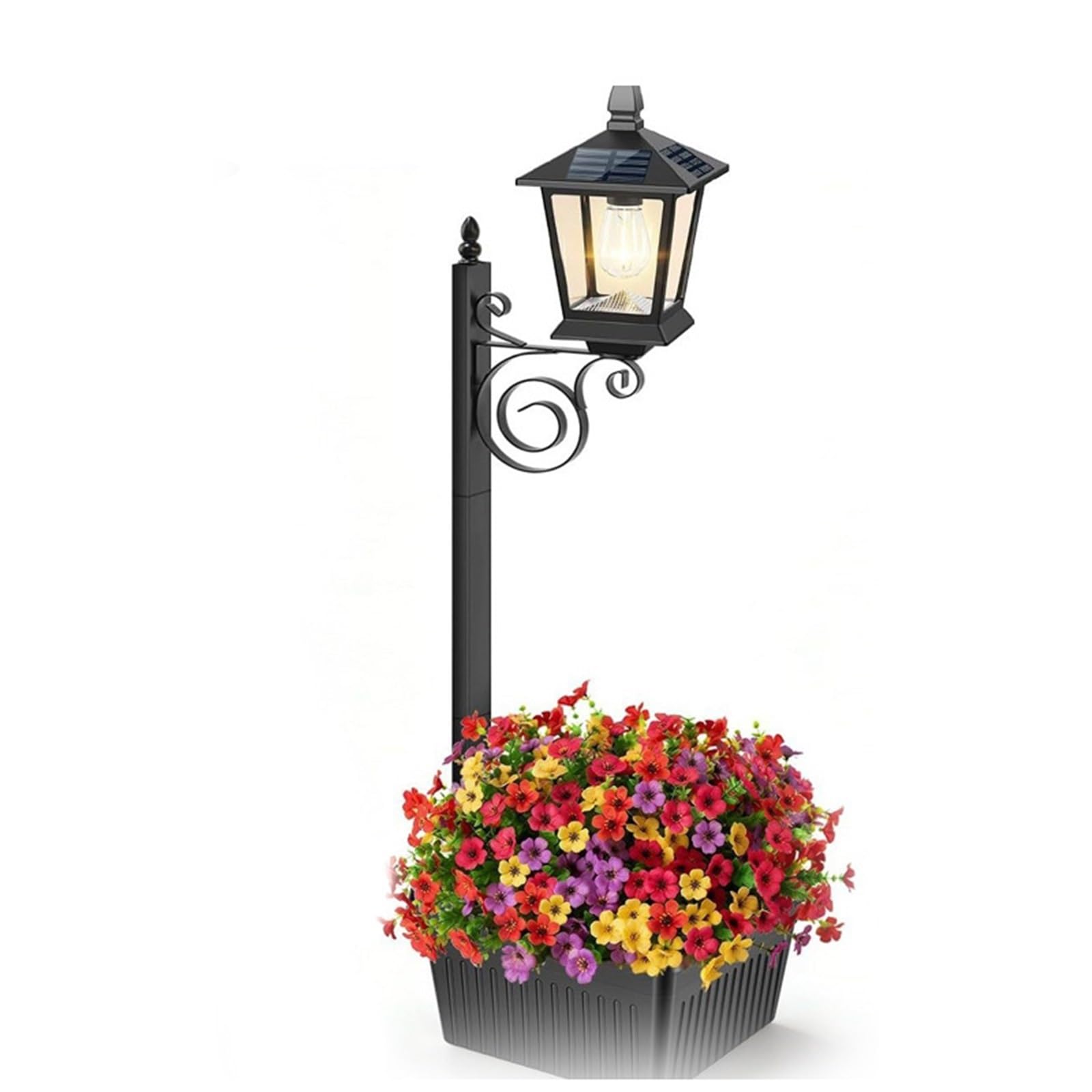 Sohodoo Solar Lamp Post with Planter Box, Waterproof Pathway Lamp, Auto On/Off with Warm White Light, Ideal for Lawn, Porch(1pcs)