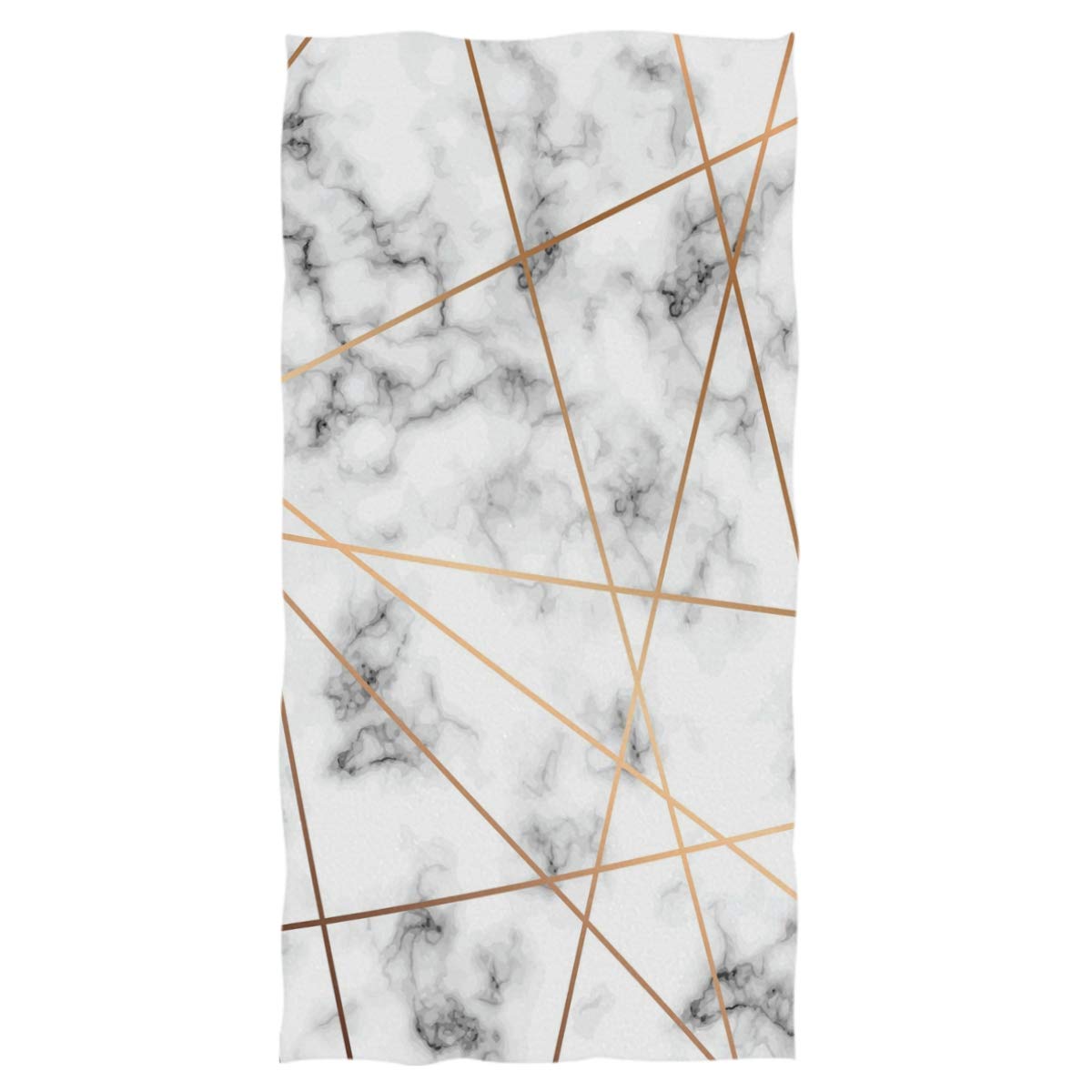 Marbling Texture Print Hand Towels Orange Lines White Marble Bath Towel Ultra Soft Highly Absorbent Multipurpose Bathroom Towel for Hand Face Gym Sports Spa Home Decor, 27.5" X 15.7"