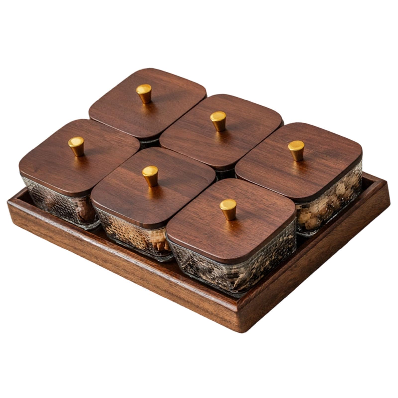 Tsophreniq Hammered Glass Snacks Tray with Walnuts Lid and Multiple Sections Snacks Storage Organizers for Home Use Lavishness Fruit Bowl with Lid