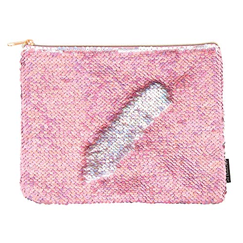 Style.Lab by Fashion Angels Magic Sequin Pouch (77206), Pink Champagne Iridescent Reversible Sequin Pencil bag, Makeup Bag, Cosmetic Pouch