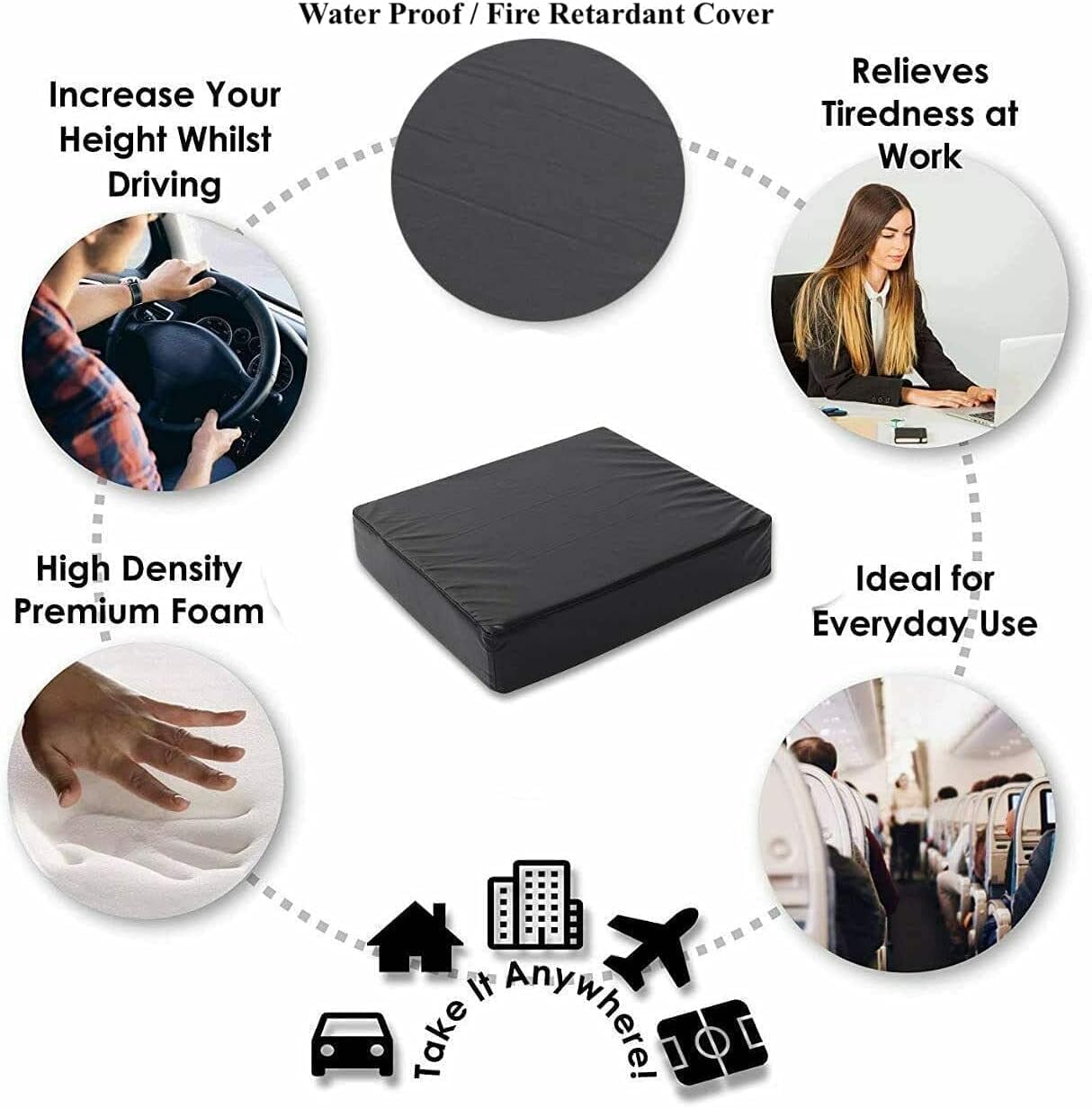Cojín ortopédico de asiento para silla de ruedas para alivio de la presión para la salud de la columna vertebral, dolor de espalda baja, coxis, silla de oficina, asiento de coche, funda impermeable
