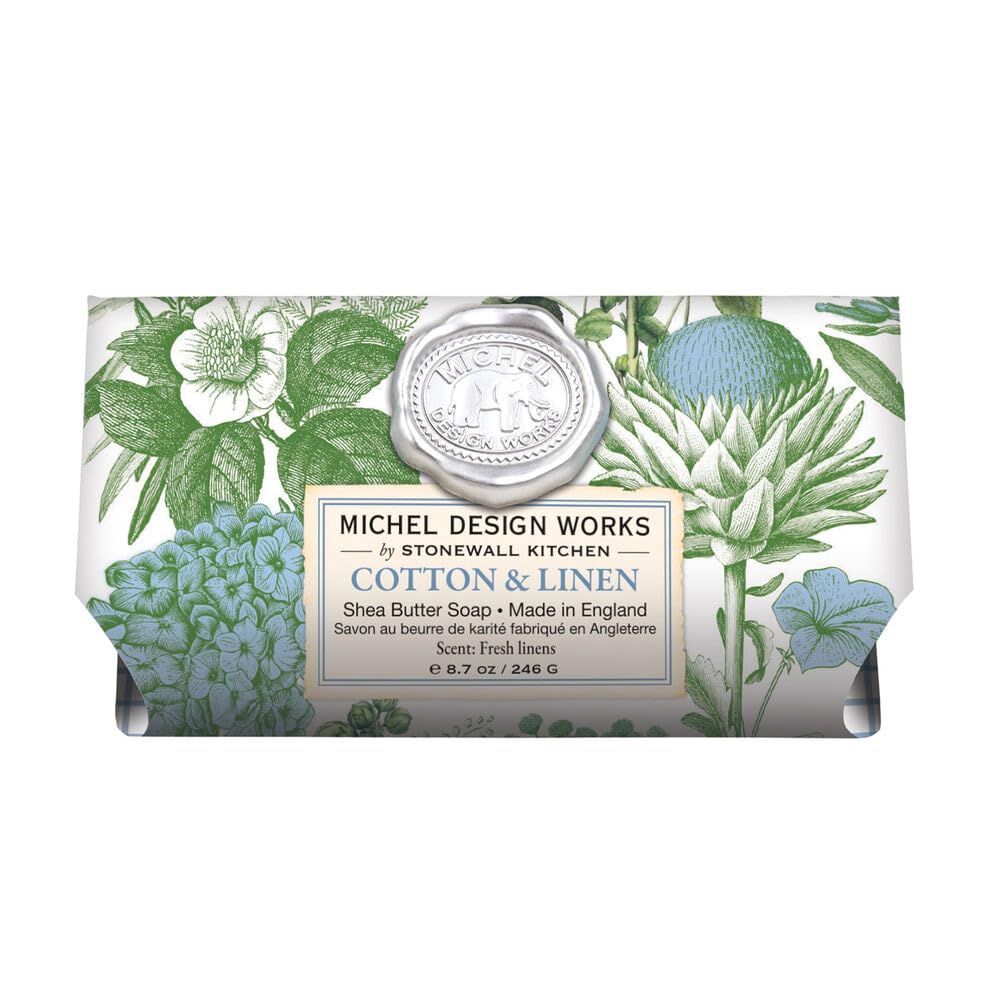 Michel Design WorksCotton & Linen Large Bath Soap Bar, 8.7 oz
