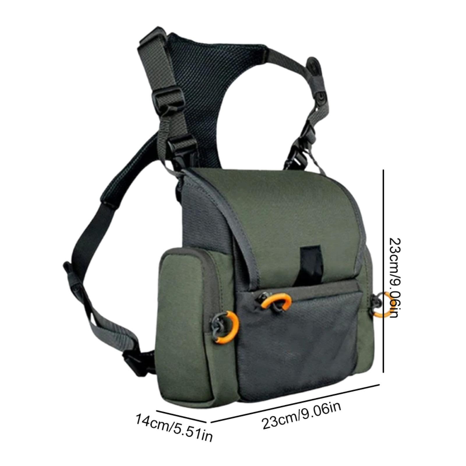 Fernglas-Tragegurt mit Brusttasche, Schutz, leicht zu tragen, strapazierfähig, mit Regenschutz, praktisch, aus Oxford-Gewebe, Fernglas-Tragetasche, GrÜn