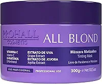 Máscara Matizadora All Blond Prohall 300G - Matizador Roxo para Loiros Platinados, Sem Parabenos, Toning Mask Profissional