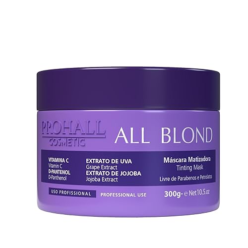 Prohall Cosmetic Mascarilla de cabello brasileño morado para cabello decolorado, tratado químicamente, naranja y cobrizo, reduce el amarillez,