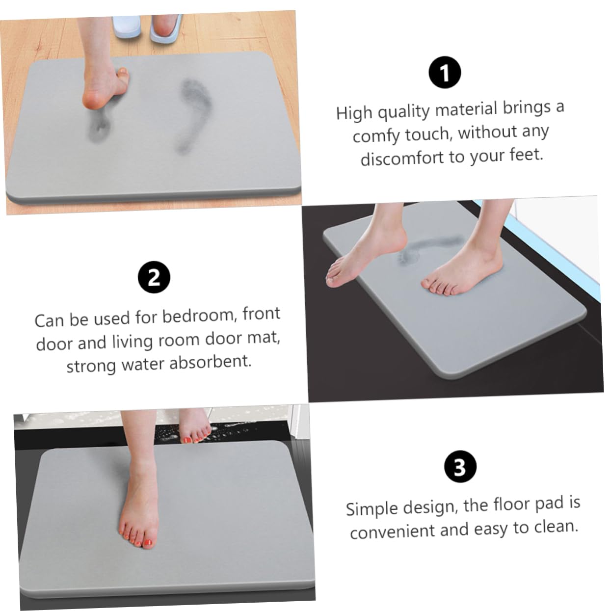 Tapis de Sol en Diatomite Absorbant Antidérapant pour Salle de Bain