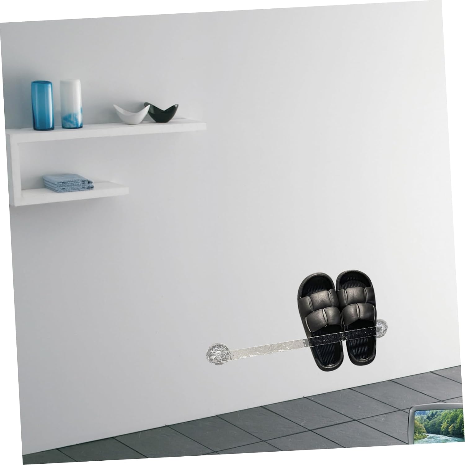 Bathroom Slipper Storage Rack Punch Wall-Mounted Shoes Holder for Slippers and Sandals Space-Saving Design for Easy Installation and Organization Your Bathroom