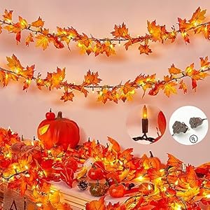 Fall Decorations for Home 9FT Plug in Thanksgiving Lights Lighted Fall Garland 50 Bulbs Maple Leaves Lights, Connectable Fall Lights for Indoor Outdoor Halloween, Thanksgiving, Holidays Decor(2 Pack) Fall Decorations for Home 9FT Plug in Thanksgiving Lights Lighted Fall Garland 50 Bulbs Maple Leaves Lights Connectable Fall Lights for Indoor Outdoor Halloween Thanksgiving Holidays Decor2 Pack