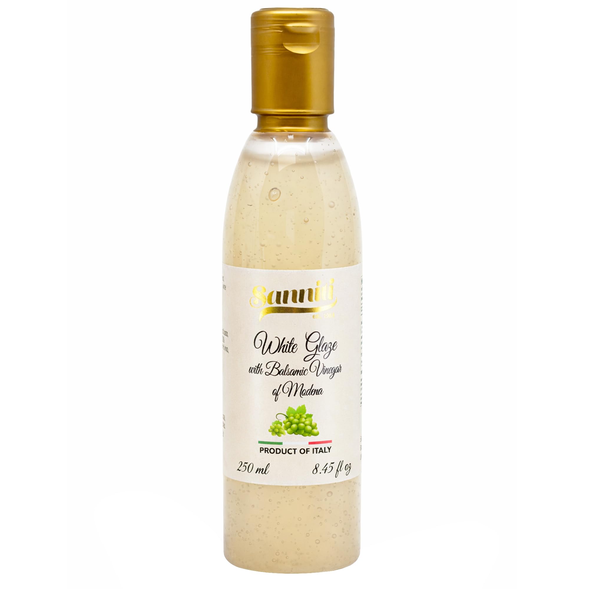 Sanniti Italian White Glaze with Balsamic Vinegar of Modena | Ideal for Dressing | Delicate Cream with a Sweet Taste, 8.45 oz