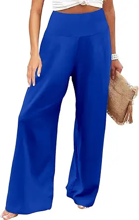 JZC Women's Palazzo Lounge Pants Stretchy Wide Leg Casual Pants Comfy High Waist Flowy Pants S-3XL