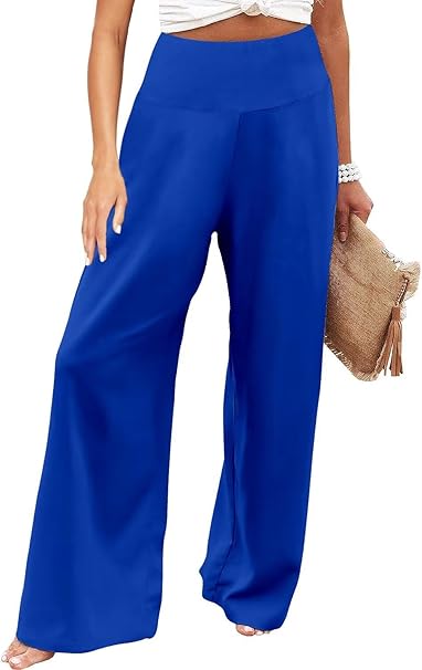 JZC Women's Palazzo Lounge Pants Stretchy Wide Leg Casual Pants Comfy High Waist Flowy Pants S-3XL