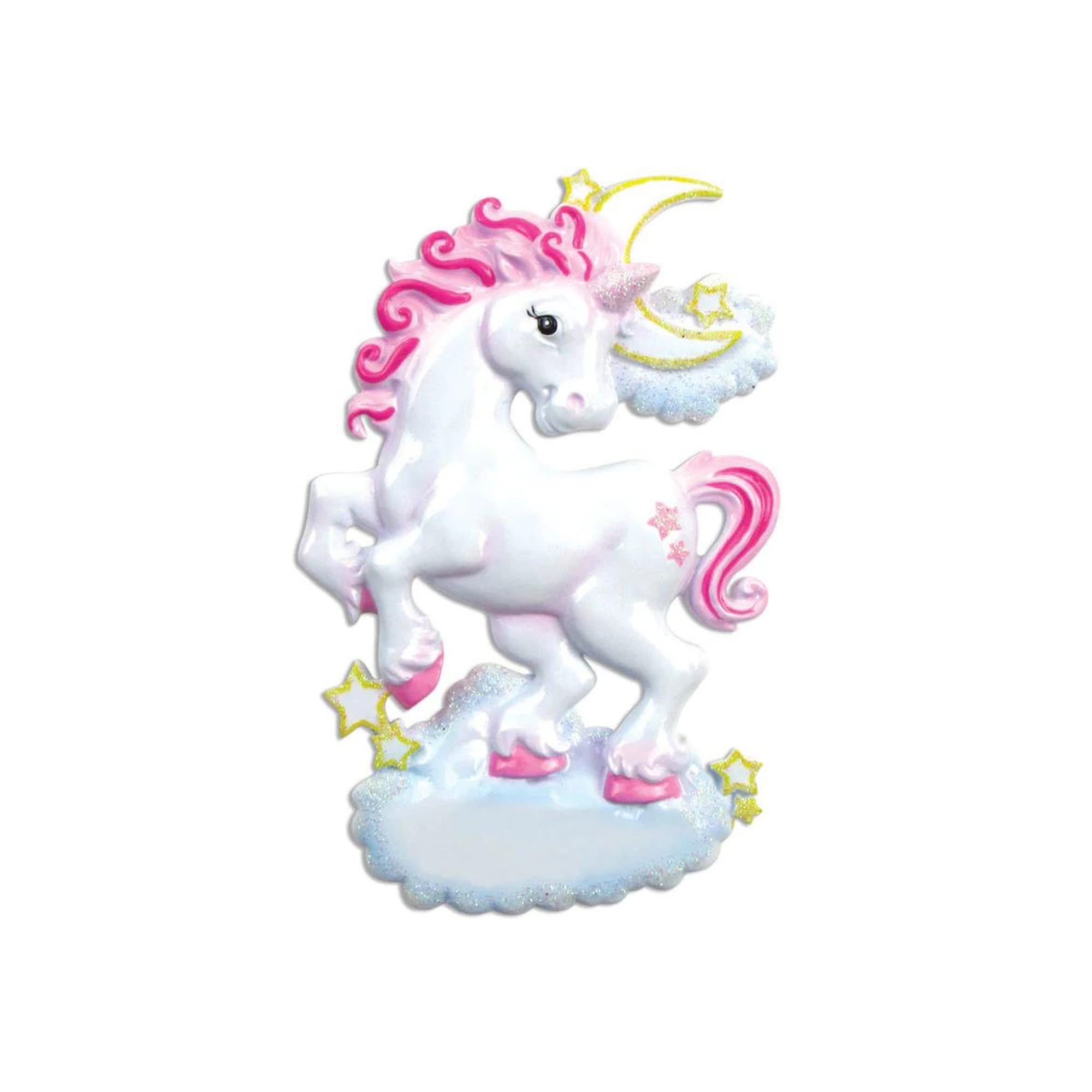 2024 Personalized Christmas Tree Ornament for Kids - White Sparkle Unicorn Customized Merry Christmas Ornament - Glittered Keepsake for Girls