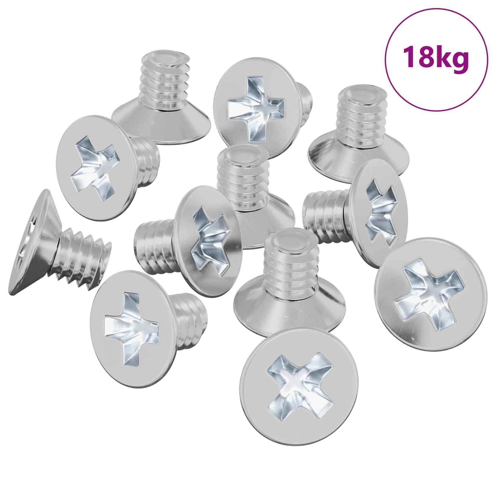 Viti a testa svasata in ferro M4 x 6 mm con azionamento Phillips, 32727 pezzi, argento zincato, versatili per legno, lamiera, truciolato, cartongesso, montaggio di mobili, giardino e terrazza