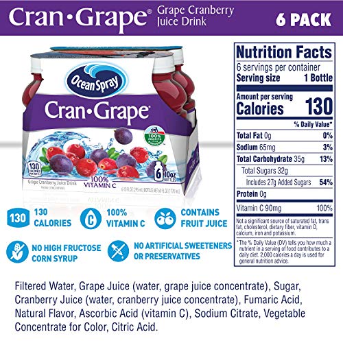 Ocean Spray Cran-Grape Juice Drink, 10 Ounce Bottle (Pack Of 6) #TOP6