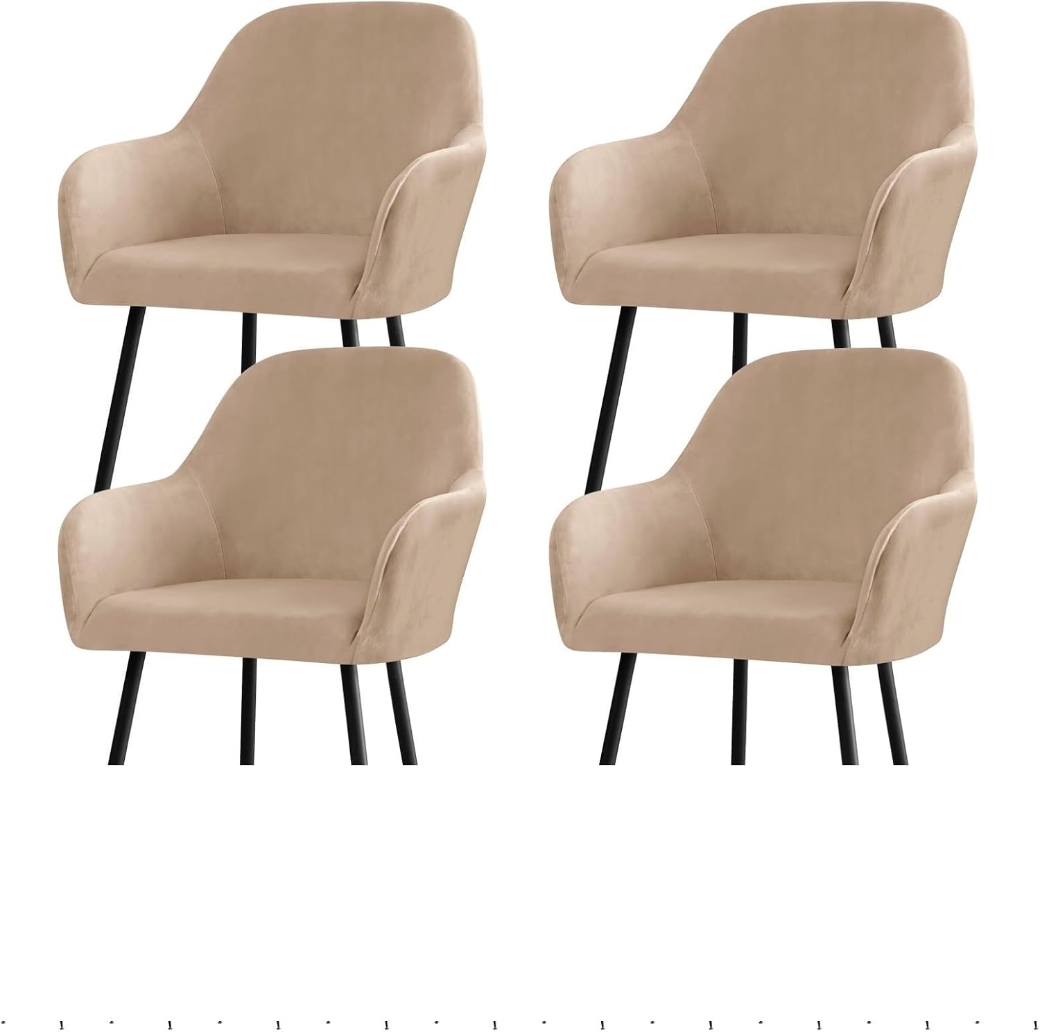 ベルベットのカーブバックダイニングチェアカバー（アーム付き）伸縮性スパンデックス製スリップカバー（アクセントチェア、バースツール、キ