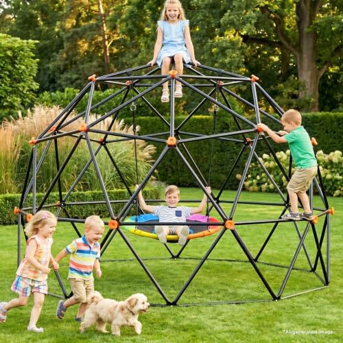 Hapfan 7.2 ft Tall Climbing Dome Swing Set with Saucer Swing for Kids 3-12 — view 5